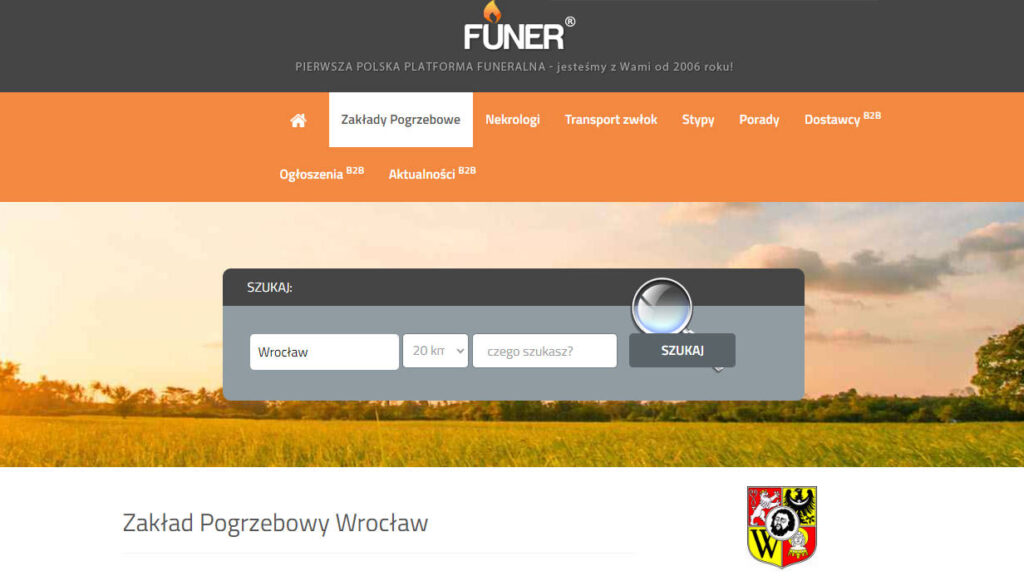 funer.com.pl wyszukiwarka firm pogrzebowych - lista firm we Wrocławiu